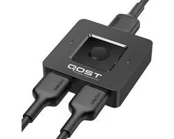 Qost - HDMI Switch - Bi-Directional - HDMI Splitter - 4k / 60Hz - HDMI Switch 2 Poorts - 2 In 1 Uit / 1 in 2 uit - Zwart