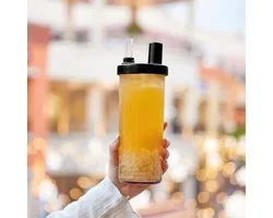 Bubbletea beker rietje bubble tea | Drinkbeker 720 ml | Elephant Cuppa | Waterfles | Drinkfles | Transparant | Vaatwasser veilig | Handige met losse drink rietjes | Maataanduiding | BPA- & Lekvrij | Mason Jar | Drinkingmug with straw | Boba tea