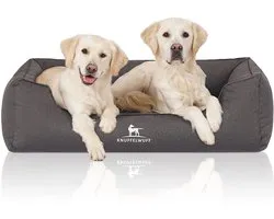 Panier orthopédique imperméable pour chien Cuddlewuff Leon en velours avec motif tissé à la main XXL 120 x 85 cm anthracite