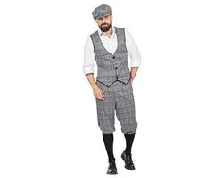 Jaren 20 Peaky Blinders Glencheck Knickerbocker Pak met Vest en Platte Pet