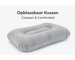Opblaasbaar Kussen – Reiskussen PVC met Zacht Fluweel – Compact Luchtkussen 42x26x10 cm – Lichtgewicht Camping & Reis Kussen