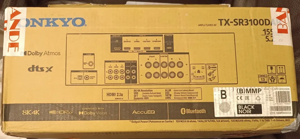 Onkyo TX-SR3100DAB Noir - Ampli-tuner Home Cinéma 5.2 - 155 Watt - NEUF