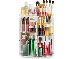 SnelShoppen - Auxmir Make-up Organizer - 9 Verstelbare Niveaus - 360° Roterende Opslag - Transparante Cosmetische Organizer voor Dressoir en Kaptafel