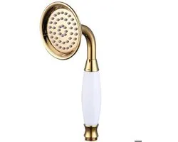 Messing douchekop Geschikt voor de badkamer, draagbare handdouche (alleen de kop), gouden titanium douchekop, universele massagedouchekop