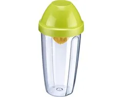 Westmark Mixbeker/shaker met citruspers en verwijderbare mengschijf, inhoud: 0,5 l, hoogte: 18,7 cm, kunststof, BPA-vrij, Press + Shake, kleur: doorzichtig/groen/geel, 30792270