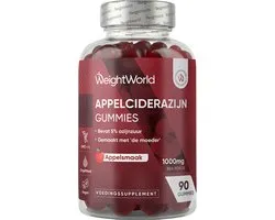 WeightWorld Appelazijn Gummies - 1000 mg - Gemaakt met de Moeder - 90 Vegan Apple Cider Vinegar gummies