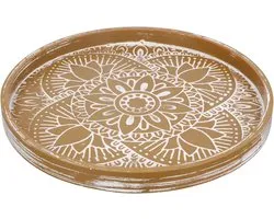 Rond Houten Dienblad Rustiek Decoratief - 30cm Tafel Middenstuk Serveerplank