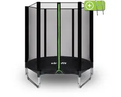 VirtuFit Trampoline met Veiligheidsnet - 183 cm - Inclusief Gratis Trap - Extra Veilig - UV- en Weerbestendig - Voor Kinderen en Volwassenen - Zwart