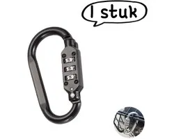 1 artikel - Combinatiekarabijnhaak - Multifunctioneel combinatieslot, rugzakslot, helmslot, universeel - Sleutelhanger, autoslot - Klein formaat - Zwart
