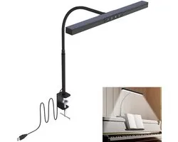 Lampe de piano LED - Design à pince - Col flexible - 5 températures de couleur - 5 niveaux de gradation - Adaptée aux partitions clavier maison bureau et studio - 1 pièce