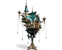 HowCat Fantasy Steam Castle - 3D Houten Puzzel Steampunk Bouwpakket met LED - 863 Stuks – DIY Modelbouwpakket – Houten Bouwpakket – Houten Kasteel – Decoratief & Educatief – Kerst Sinterklaas Cadeau voor Kinderen en Volwassenen