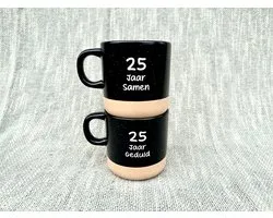 Mokken set - 25 jaar getrouwd - 25 jaar getrouwd versiering - 25 jaar getrouwd cadeau - 25 jaar huwelijk - Zilveren huwelijk - 25 jaar huwelijk cadeau - Trouwdag - Trouwdag cadeau - Huwelijkscadeau - Trouwdag jubileum - Jubileum huwelijk
