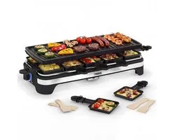 Princess Raclette XL 162650 - Raclette 10 personen - Grill & Bakplaat - Groot 49x21cm - 2 meter snoer - Regelbare thermostaat - 1500W - Zwart - 10 pannetjes