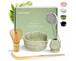 Comforder Matcha Set - Starterkit met Whisk Klopper en Kom - Thee Set Groen