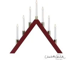 Arche lumineuse LED « Halla » de Star Trading , 7 lumières, bois, rouge bordeaux