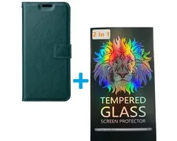 Portemonnee Book Case Hoesje + 2x Screenprotector Glas Geschikt voor: Xiaomi Redmi Note 12 Pro / Poco X5 Pro - Groen