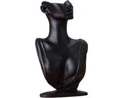 La vie Resin Jewelry Display Stand Earring Holder Head Bust Stand Organizer Decorative Storage, Elegant for Store and Gift (Black)