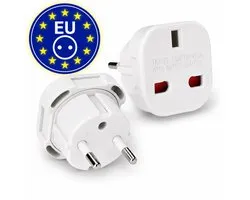 DEGG® - 2x Reisstekker UK naar EU - Set van 2 Travel Adapters - Britse Stekker naar Europese Stopcontact - Compact & Veilig voor Reizen - Wit