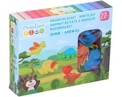 Creative Kids Ensemble de Jeu Klei Dino Animal 22 Pièces - Dough Playset Met Pâte à Modeler et Moules - Ensemble de Klei Enfants Met Figurines Dino - Jouet de Klei Met Accessoires