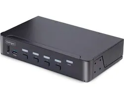 StarTech.com 4-Port DisplayPort KVM Switch, 8K 60Hz / 4K 144Hz, Single Display, DP 1.4, 2x USB 3.0 Ports, 4x USB 2.0 HID Ports, Drukknop & Hotkey Schakelaar, TAA Compliant, OS Onafhankelijk, Metalen Behuizing