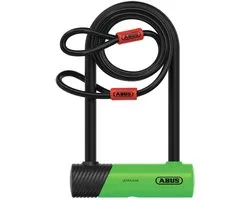 Antivol en U ABUS 410K Ultra pour vélos et e-scooters - antivol de vélo pratique et robuste avec support pratique pour le transport - accessoires de vélo - variante 150HB180, vert + Cobra 10/120