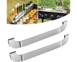 Keukengerei Houder - 2 Stuks - Grillpan- En Spatelrek - Roestvrijstalen Barbecuegereedschaprek - 25 Cm - Met Schroeven - BBQ Accessoire - Aanrecht Organiser - Geschikt Voor Blackstone, Weber, Traeger, Pit Boss - Zilver