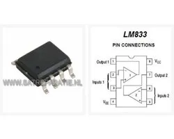 LM833 Dual High-Speed Audio Operationele versterker | SMD SO-8 | 4 stuks