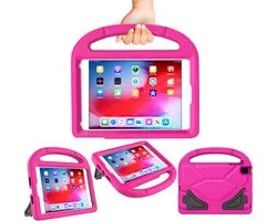 Tablethoes Geschikt voor: Apple iPad 10.2 2020 - A2207 / A2428 / A2429 / A2430 Siliconen hoes voor kinderen Schokbestendig hoesje met handvat en standaard - roze