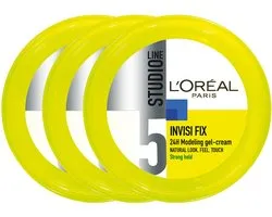 L'Oréal Paris Studio Line Invisi Fix - 24H Clean Modeling Gel Crème - 3 x 150 ml - Voordeelverpakking