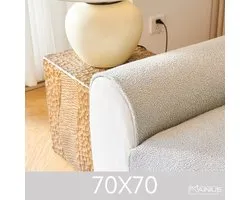 Teddy Bankhoes / Zetelovertrek – Armleuning 70x70 - Licht Grijs – Pluche Sofa Protector – Zachte Teddy Plaid Beschermhoes voor Bank, Zetel & Salon - Bankhoezen, Bankbeschermer, Cover, Bankkleed, Zetelhoes - Tegen beschadigingen en vlekken
