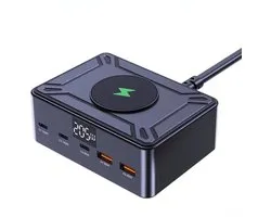 DrPhone SmartC12 - 190W Station de charge GaN 6-en-1 – Chargeur rapide USB-C PD 100W PPS avec charge sans fil 15W pour tablette/ordinateur portable/smartphone