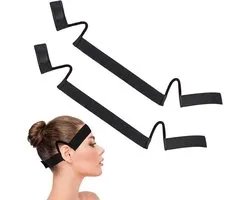 Bandeau confortable avec ouvertures pour les oreilles pour un maintien ferme sur les lace front wigs - 2 pièces, bande élastique pour accessoires capillaires et perruques (Noir)