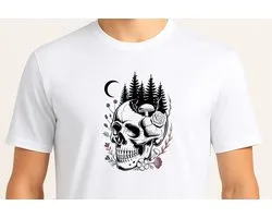 Midnight Botanica - T Shirt - DarkBotanical - SkullArt - Gothic - MetalAesthetic - ModernGoth - MoonAndBones