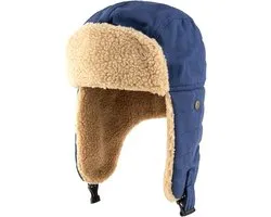 Wintermuts voor heren, pluche, pilotenmuts, warme bontmuts, bontmuts, trappermuts, oorklep, muts, winddicht, kunstbont, Russische kozakken, muts, skimuts - ONE SIZE - 56 - 58 cm - Blauw