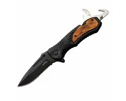 Zakmes - Survival Mes - Outdoor Mes - Multifunctioneel - Pocket Knife - Kampeer Mes - Vlijmscherp - Houten handvat - Stoer - Hunting Knife - Kamperen - 20cm - Cadeau Tip