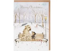 Wrendale Christmas Cards Notepack - 8 pièces 'Winter Walks' Pack de cartes de Noël Golden Retriever et Teckel