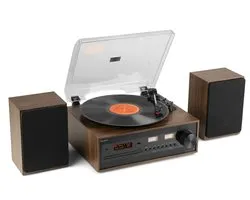 Platine vinyle avec haut-parleurs - Audizio Boston platine vinyle Bluetooth, lecteur CD et radio DAB - Aspect bois