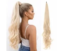 Blonde Ponytail Hair Extensions - Hairextensions - Wrap Around Paardenstaart Extension - Haarverlenging - Haarstuk - Blond - 80 cm