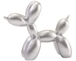 BaykaDecor - Unieke Beeld Ballon Hond - Jeff Koons replica Balloon Dog - Grappige Versiering - Kinderkamer Decoratie - Zilver 9 cm