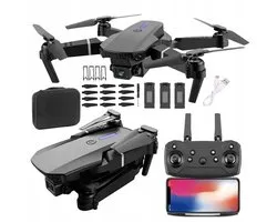 Drone 4K avec double caméra - Quadricoptère - Pliable - Sans tête et retour - 3 batteries et sac de rangement - WiFi - Pour enfants, adultes et débutants