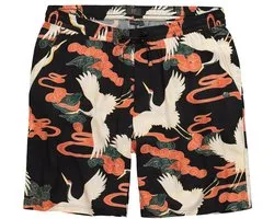 JP 1880 - Heren - Bermuda viscose all-over print relaxed fit - Zwart - Maat 6XL