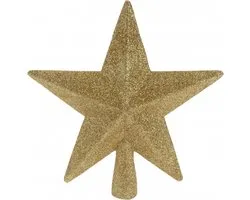 Kerstboom Piek - ster - goudkleurig - kunststof - 19 cm