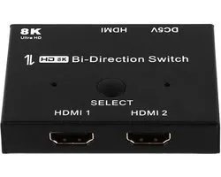 8K HDMI-switcher/splitter bidirectioneel 2-in-1-uit 8K/60Hz aluminium Ultra HD HDMI-hub compatibel met PS5/4 Xbox Roku Fire Stick