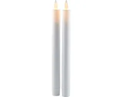 Sirius Sara - rechargeable - set van 2 oplaadbare dinerkaarsen - met bewegende 3D vlam - ø 2 cm, hoogte 25 cm