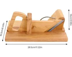 Allessnijder van Natuurlijk Eiken met Roestvrijstalen Mes - Cutter - Cutter Machine Keuken Klein - Worstsnijder voor Vlees en Voedsel