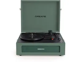 CREATE - Platenspeler Retro met Bluetooth, USB, SD, MicroSD en MP3-recorder/speler - Sage - RECORD PLAYER RETRO