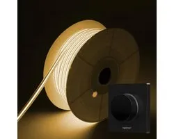 COB LED Strip - Warm Wit 2700k - 20 Meter in één rol(1x 20meter) - 800Lumen per meter - 220V - Waterdicht(IP65) - Complete Set - Met Mi-Light(MiBoxer) Draadloze wanddimmer(Zwart)