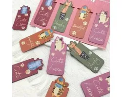 Viwado® - Magnetische Boekenleggers Set van 4 - Schattige Katten Thema - Kleurrijke Paginamarkers voor Boekliefhebbers & Studenten
