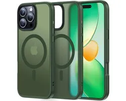 Coque adaptée pour : Apple iPhone 14 Pro Max – Compatible avec MagSafe – Coque de protection mate – Coque arrière avec aimant – Convient pour le chargement sans fil avec Ring magnétique – Vert