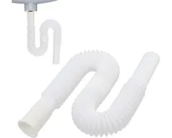 Flexibele Sifon - 32 mm kaliber uitbreidbare flexibele afvoerpijp - flexible drain hose for washbasin - universele kunststof afvoer S-trap - badkamerafvoergootstenen - Telescopische maat is 40-80 cm - eenvoudige verlengpijp (wit)